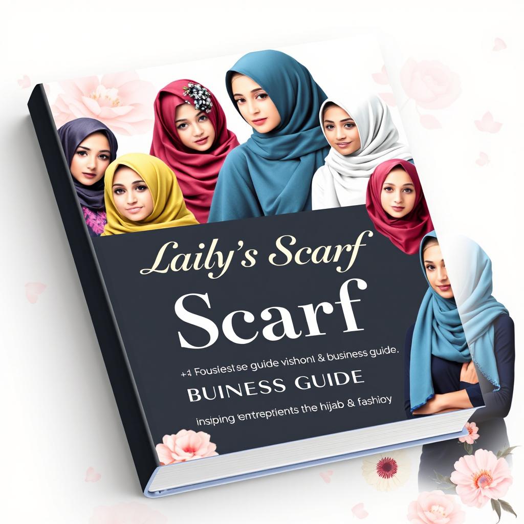 A stylish book cover for a business guide titled "Laily's Scarf", focused on hijab fashion