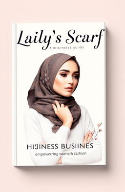 A stunning book cover design for a business guide titled 'Laily's Scarf', centered around the hijab business