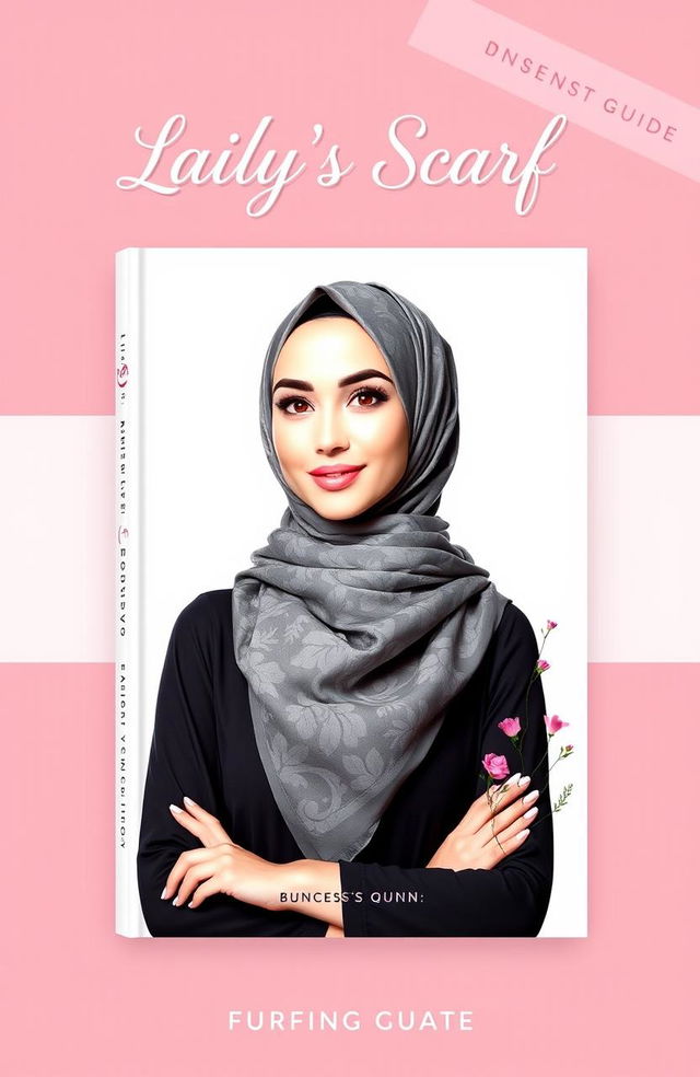 A stunning book cover design for a business guide titled 'Laily's Scarf', centered around the hijab business