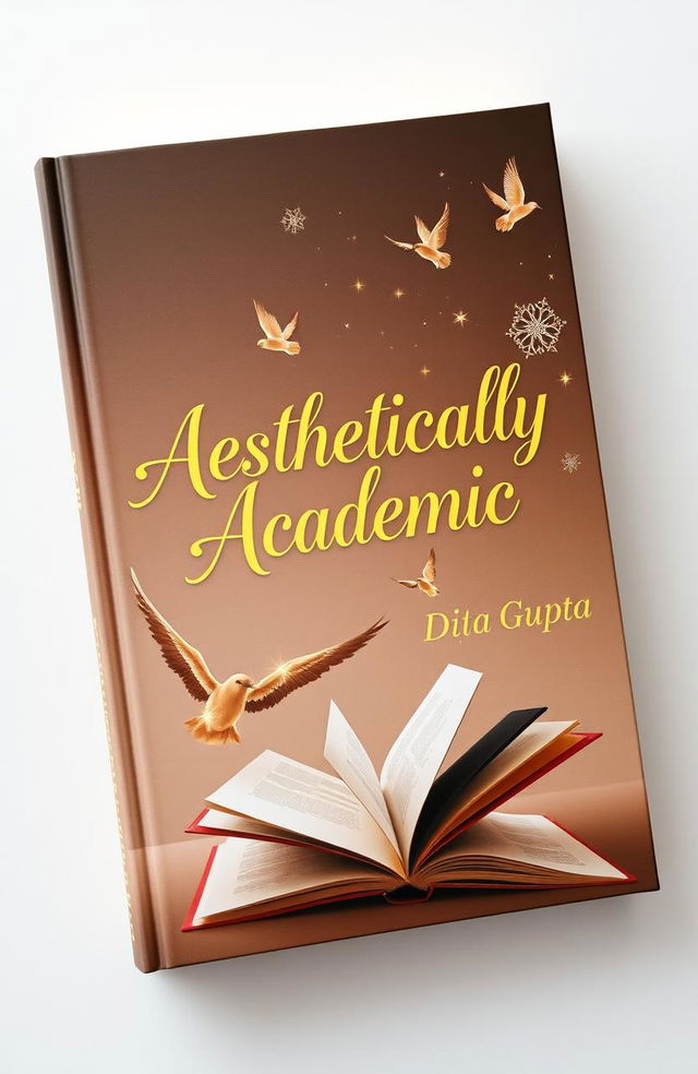 An aesthetically designed book cover featuring elegant gold calligraphy displaying the title 'Aesthetically Academic'