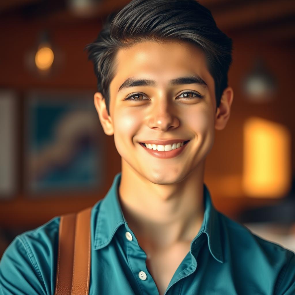 A captivating profile picture featuring a confident young adult with an engaging smile