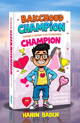 A whimsical book cover design for 'Bakchod Champion: Vivek Bhai Ki Kahani'