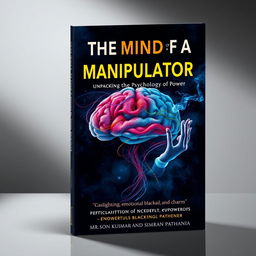 A visually striking book cover design titled 'The Mind of a Manipulator: Unpacking the Psychology of Power' by Mr