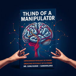 A visually compelling book cover design titled 'The Mind of a Manipulator: Unpacking the Psychology of Power' by Mr