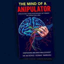 A visually compelling book cover design titled 'The Mind of a Manipulator: Unpacking the Psychology of Power' by Mr