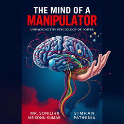 A visually compelling book cover design titled 'The Mind of a Manipulator: Unpacking the Psychology of Power' by Mr