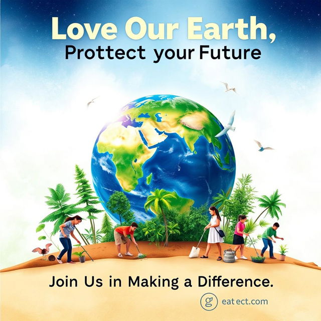 An inspiring and visually striking poster designed to persuade people to love and protect the Earth