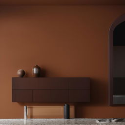 Generate a modern design dominated by the dark brown color