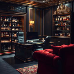 An opulent office belonging to a criminal organization boss