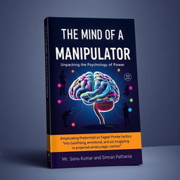 An eye-catching book cover design for 'The Mind of a Manipulator: Unpacking the Psychology of Power' by Mr
