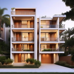 A detailed plan for a 4-bedroom duplex house, featuring spacious rooms, a modern layout, and architectural details such as balconies, stairs, and courtyards.