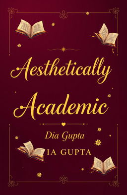 A beautifully designed book cover featuring the words 'Aesthetically Academic' written in elegant gold calligraphy