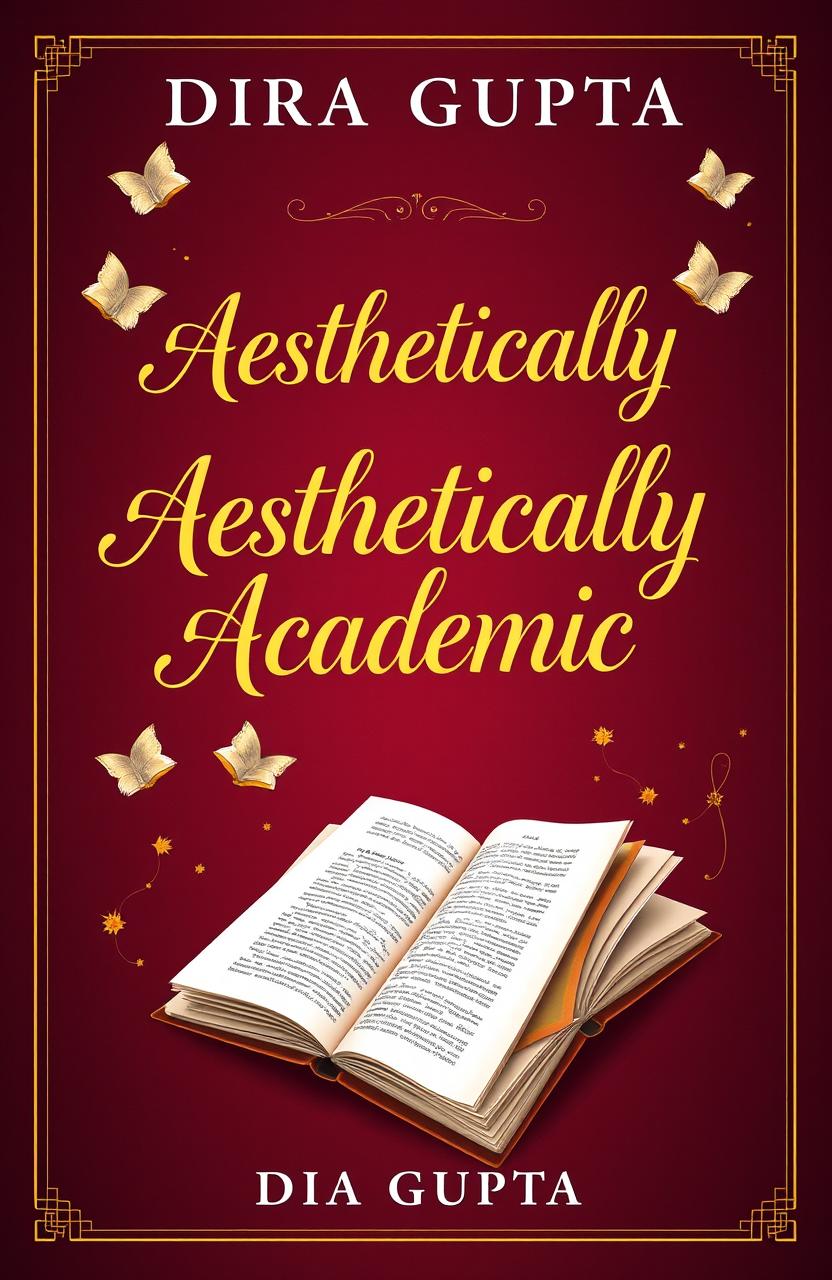 A beautifully designed book cover featuring the words 'Aesthetically Academic' written in elegant gold calligraphy