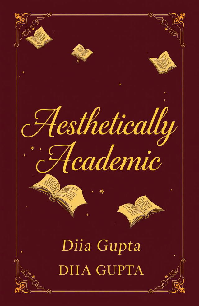 A beautifully designed book cover featuring the words 'Aesthetically Academic' written in elegant gold calligraphy