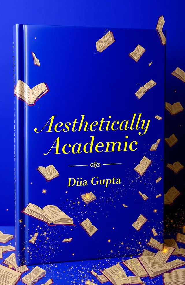 A visually striking book cover design that features the title 'Aesthetically Academic' in elegant gold calligraphy, prominently displayed at the center