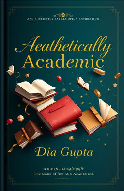A book cover design featuring the title 'Aesthetically Academic' written in elegant gold calligraphy
