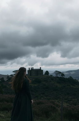 A dramatic and moody landscape of the Yorkshire moors, capturing the essence of Wuthering Heights