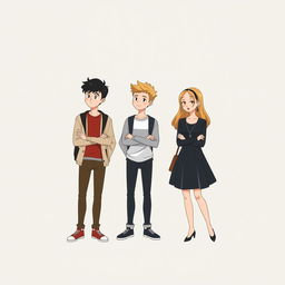 An illustration featuring four characters: two boys and two girls, portrayed in a stylish, mature way that appeals to a slightly older audience