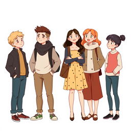 An illustration featuring four characters: two boys and two girls, portrayed in a stylish, mature way that appeals to a slightly older audience