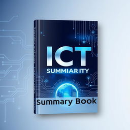 A visually appealing book cover design for an ICT (Information and Communications Technology) summary book, titled 'ICT Summary Book'