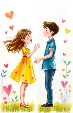 A scene depicting a girl and a boy on either side of an imaginative, colorful border that divides them