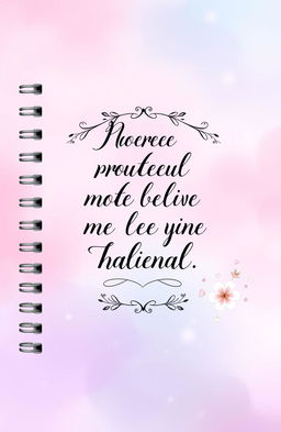 An eye-catching notebook cover design featuring an elegant quote in stylish typography