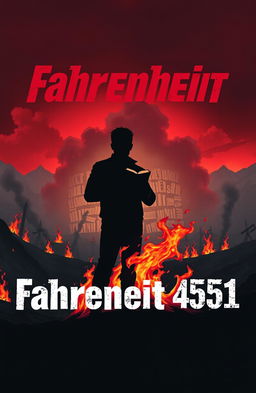A striking book cover design for the novel 'Fahrenheit 451' that captures the themes of rebellion and the transformative power of knowledge