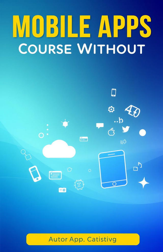 A modern and sleek book cover design for a course titled 'Mobile Apps Course Without Coding'