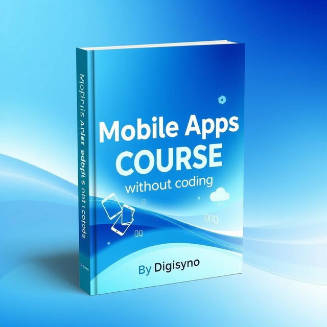 A modern and professional book cover design for 'Mobile Apps Course Without Coding' by Digisyno