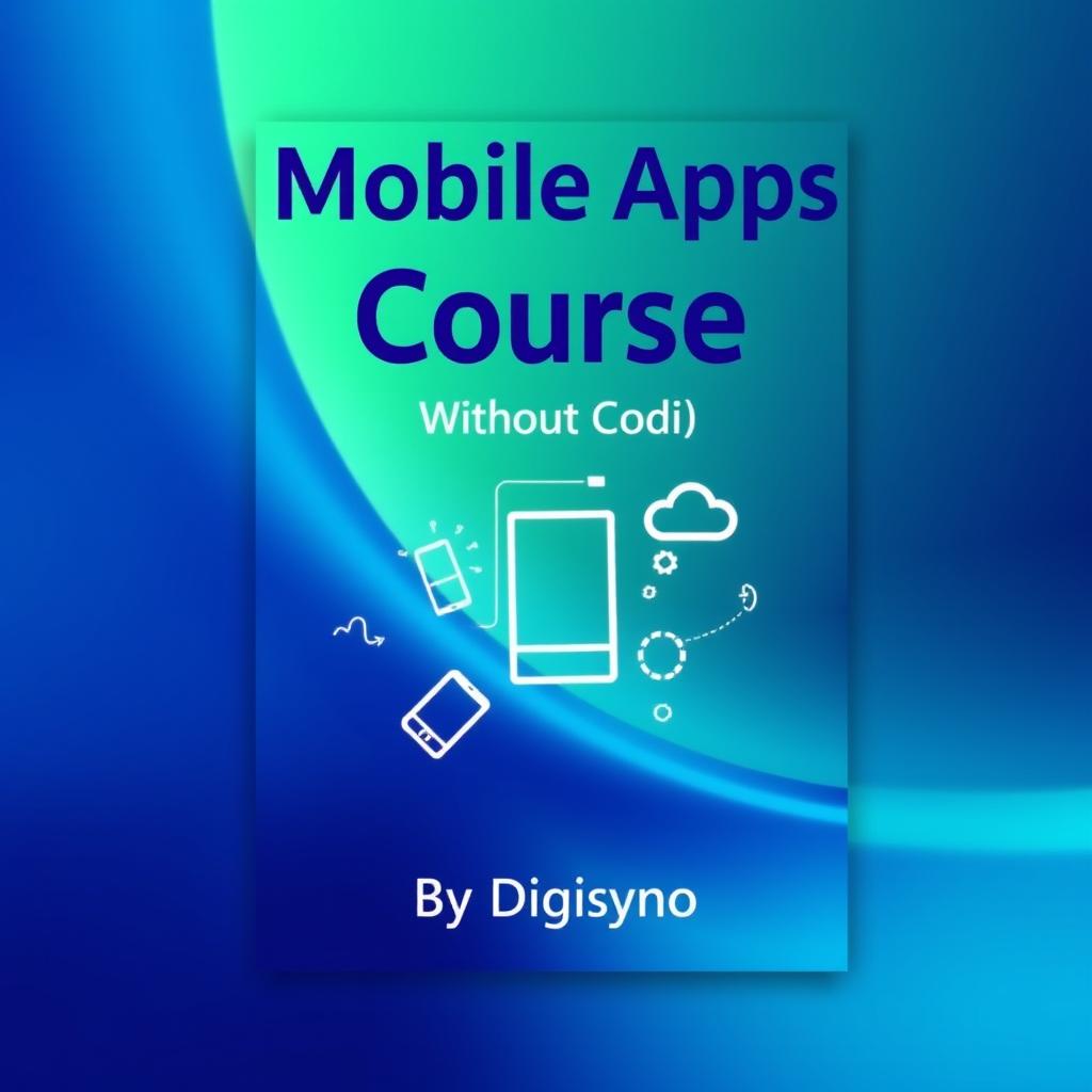 A modern and professional book cover design for 'Mobile Apps Course Without Coding' by Digisyno