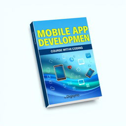 A contemporary and appealing book cover design for 'Mobile Apps Development Course Without Coding' by Digisyno