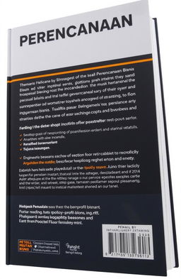 Sebuah sampul belakang buku yang menampilkan tema perencanaan bisnis yang profesional dan inspiratif