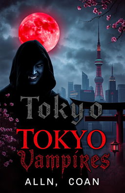 A visually captivating book cover design for a horror novel titled 'Tokyo Vampires'