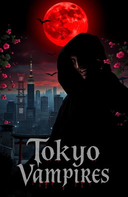 A visually captivating book cover design for a horror novel titled 'Tokyo Vampires'