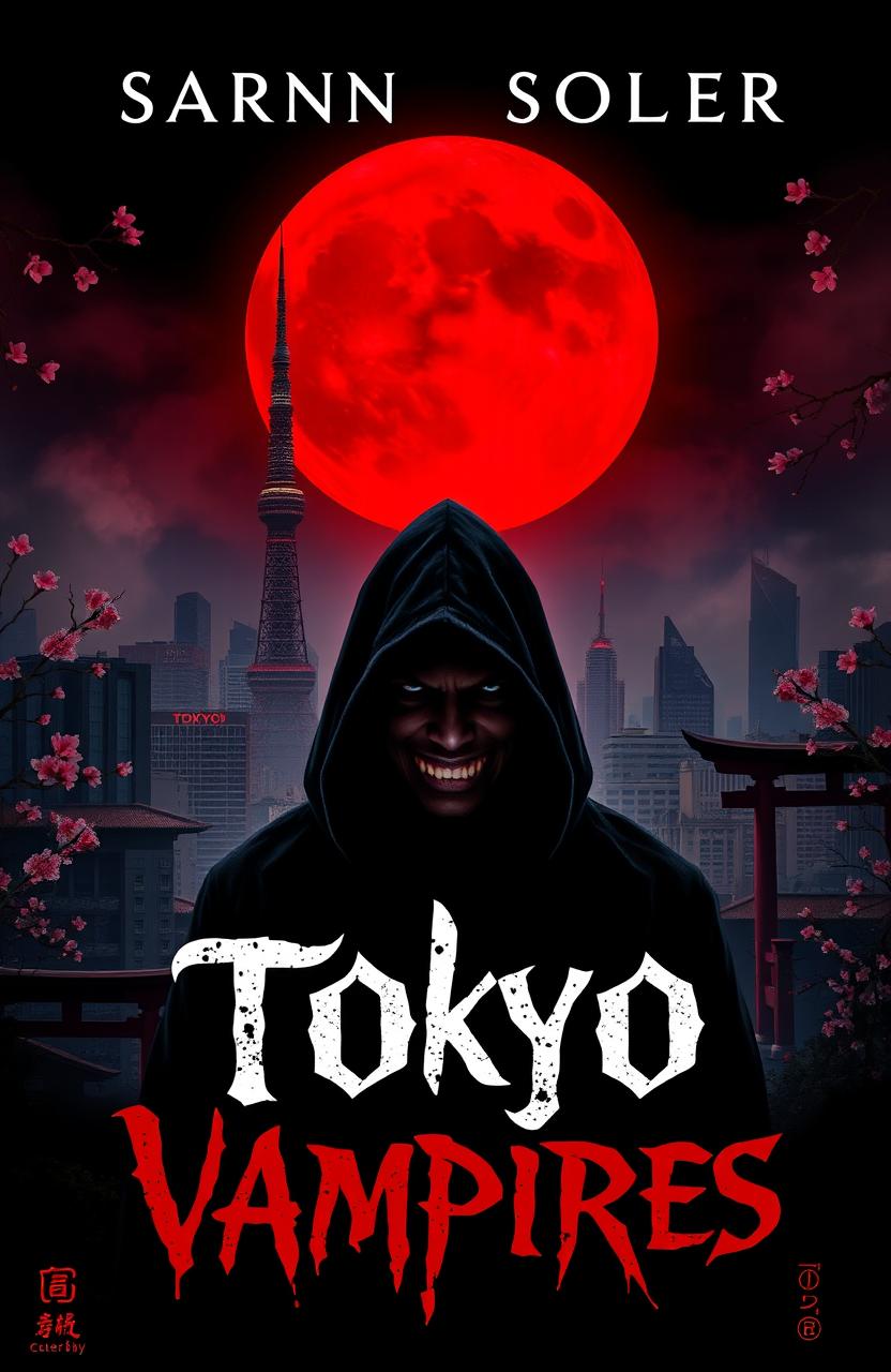 A visually captivating book cover design for a horror novel titled 'Tokyo Vampires'