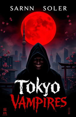 A visually captivating book cover design for a horror novel titled 'Tokyo Vampires'