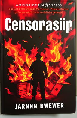 A striking book cover illustrating the themes of censorship and rebellion, featuring vivid flames engulfing books in a dramatic blaze