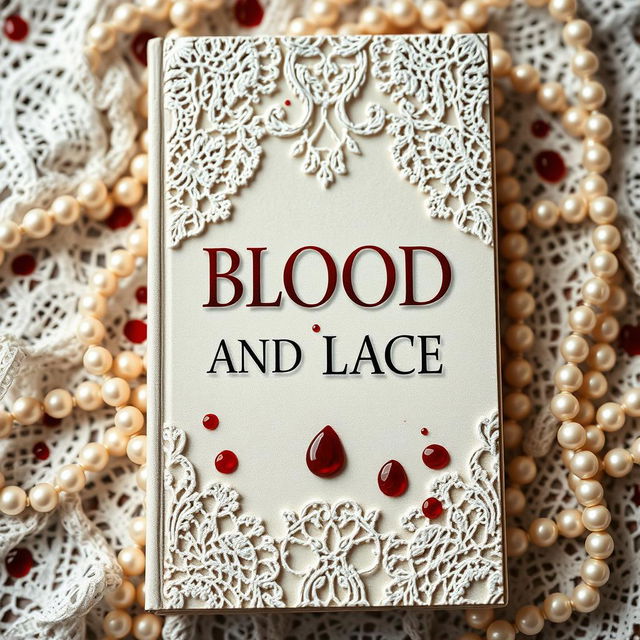 A captivating book cover design featuring a beautiful lace and pearl background that creates an atmosphere of elegance and sophistication