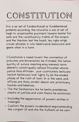A simplified explanation of a constitution, highlighting its purpose as a set of fundamental principles or established precedents according to which a state or other organization is governed