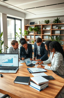 A professional and sleek office environment showcasing an accountancy project presentation