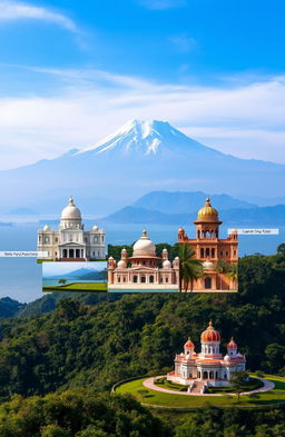 A breathtaking landscape showcasing Kanchenjunga towering majestically in the background, contrasted with the serene waters of the Digha sea below