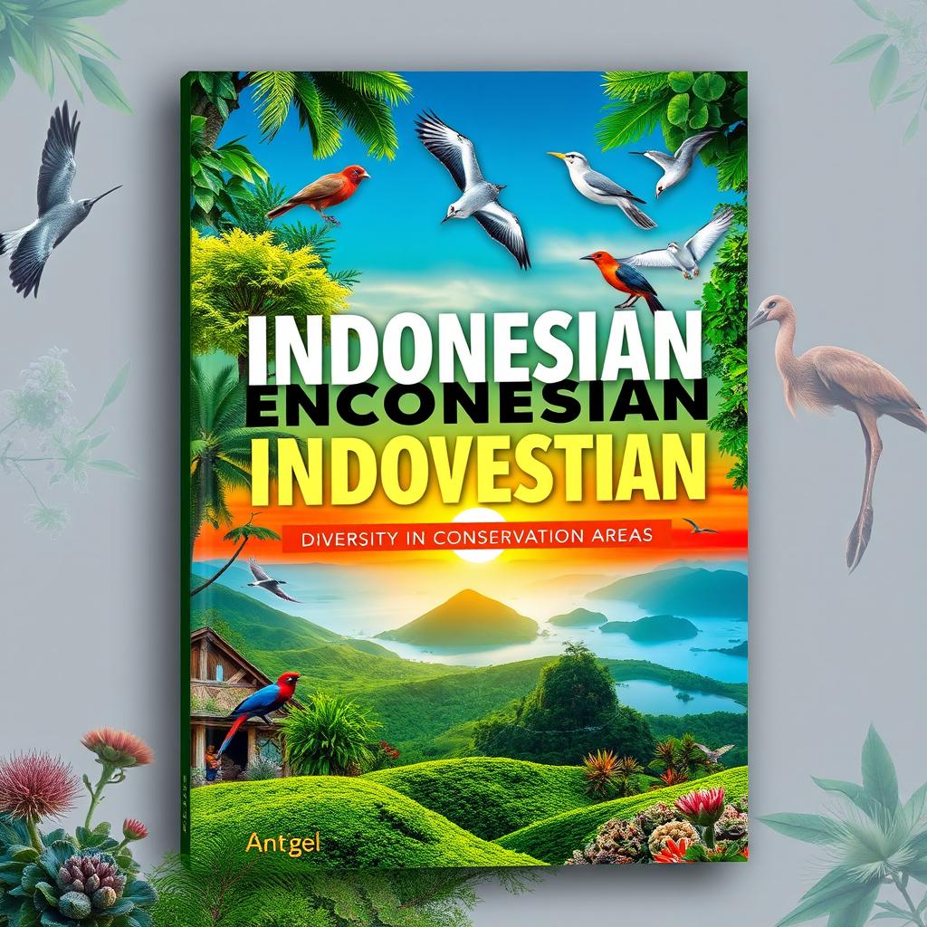 A visually stunning cover design for a book titled 'Indonesian Ecosystems: Diversity in Conservation Areas'