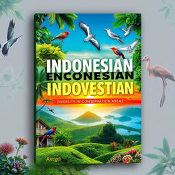 A visually stunning cover design for a book titled 'Indonesian Ecosystems: Diversity in Conservation Areas'