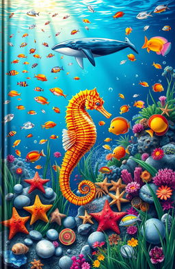 A vibrant and captivating book cover featuring an underwater scene saturated with life and colour