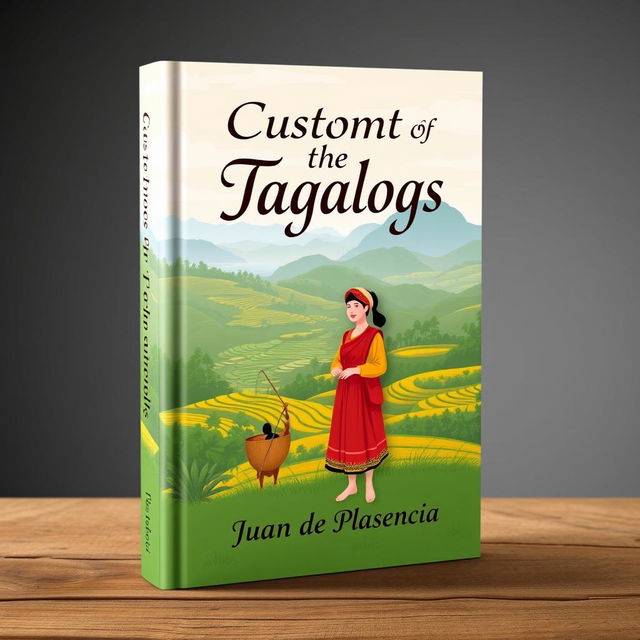 A beautiful book cover design for 'Customs of the Tagalogs' by Juan de Plasencia