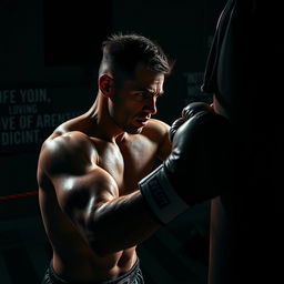 A powerful and emotive scene depicting the resilience and healing aspect of boxing as a means to combat depression