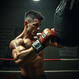 A powerful and emotive scene depicting the resilience and healing aspect of boxing as a means to combat depression