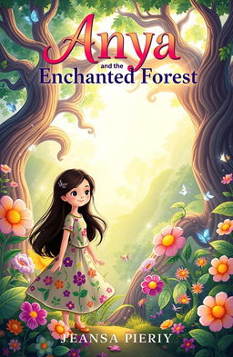 A whimsical book cover for 'Anya and the Enchanted Forest'