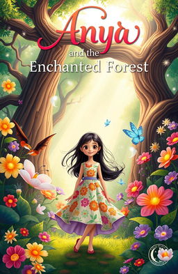 A whimsical book cover for 'Anya and the Enchanted Forest'