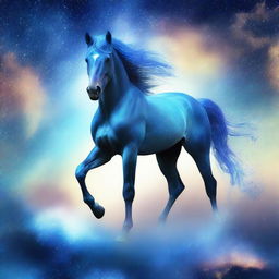 Generate an image of a beautiful, celestial horse whose form is composed of twinkling stars and nebulae, a manifestation of the universe itself